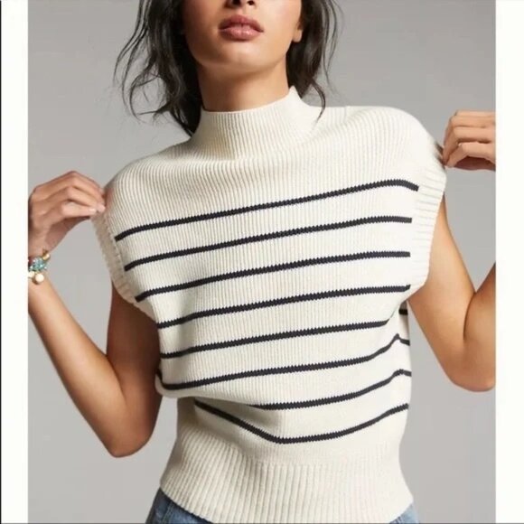 Anthropologie • Maeve Mock Neck Sweater Tee - Picture 2 of 6